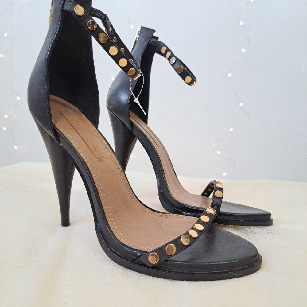 BCBGMaxAzria Black Heels with Gold Accents